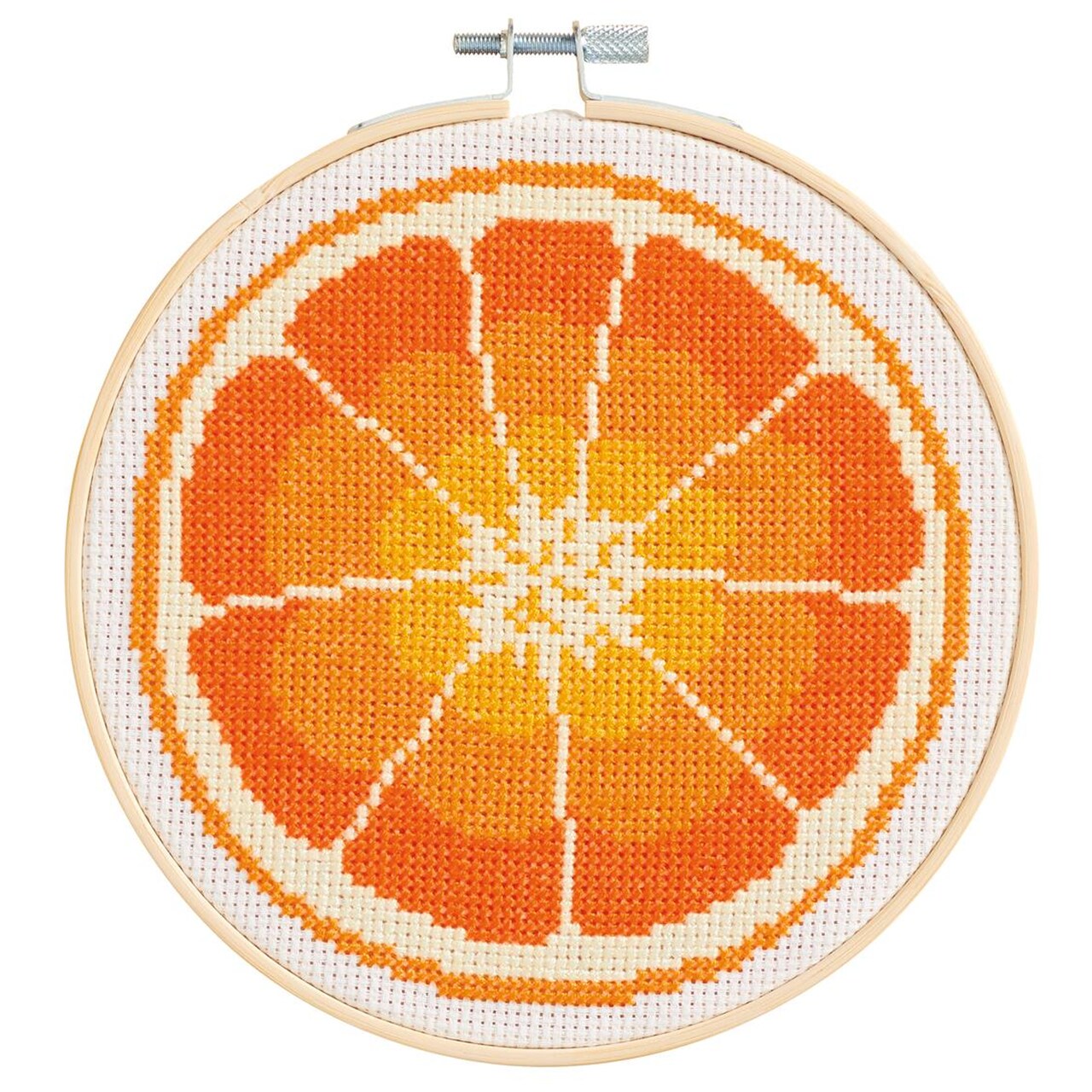 Leisure Arts Cross Stitch Kits, Orange Slice, 6" – Perfect Cross Stitch Kits For Beginners Adults - Stamped Kits For Adults Include Designs, Thread & Hoop Easy Crafting Fun